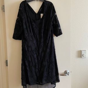 Black lace dress with mesh trim. NWT!!